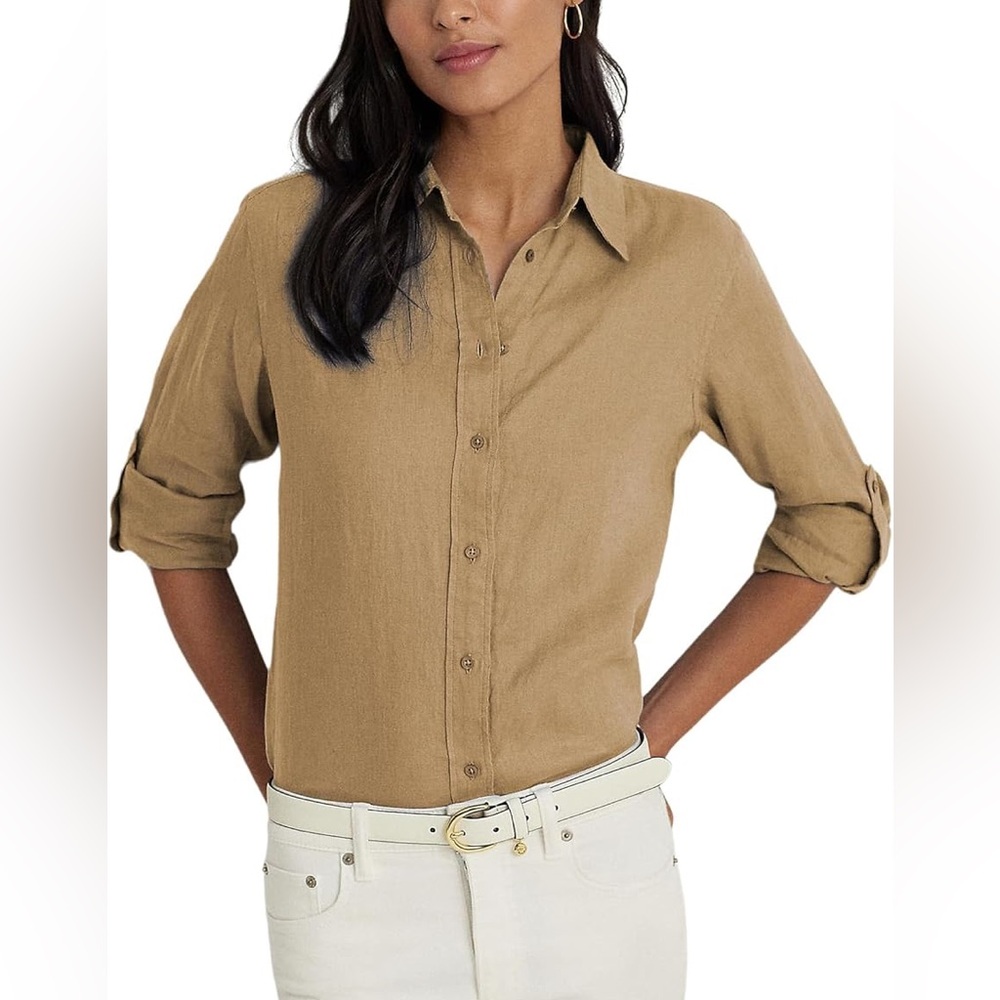 Ralph Lauren Linen Long Sleeve Button Down Shirt
